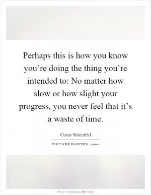 Perhaps this is how you know you’re doing the thing you’re intended to: No matter how slow or how slight your progress, you never feel that it’s a waste of time Picture Quote #1