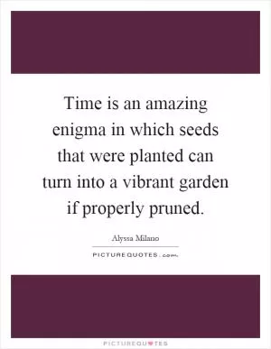 Time is an amazing enigma in which seeds that were planted can turn into a vibrant garden if properly pruned Picture Quote #1