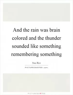 And the rain was brain colored and the thunder sounded like something remembering something Picture Quote #1