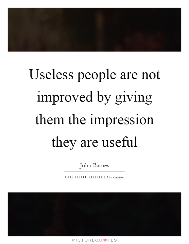 Useless people are not improved by giving them the impression they are useful Picture Quote #1