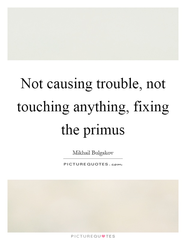 Not causing trouble, not touching anything, fixing the primus Picture Quote #1