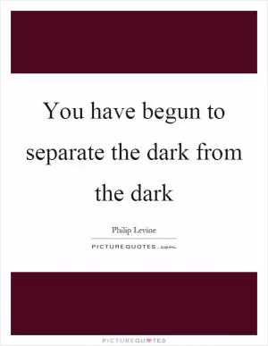 You have begun to separate the dark from the dark Picture Quote #1