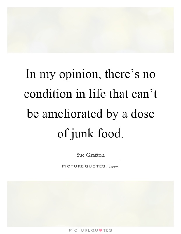 In my opinion, there's no condition in life that can't be ameliorated by a dose of junk food Picture Quote #1