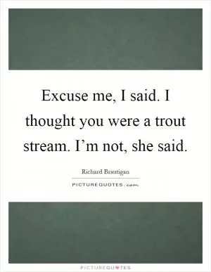 Excuse me, I said. I thought you were a trout stream. I’m not, she said Picture Quote #1