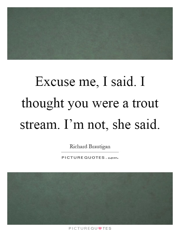 Excuse me, I said. I thought you were a trout stream. I'm not, she said Picture Quote #1
