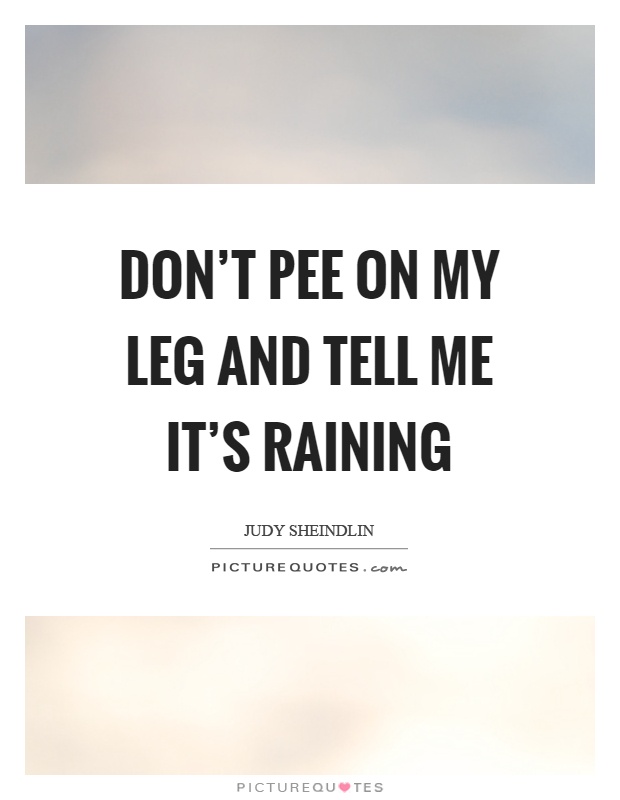 Don't pee on my leg and tell me it's raining Picture Quote #1