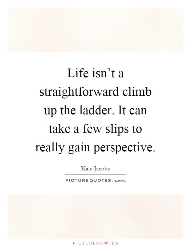 Life isn't a straightforward climb up the ladder. It can take a few slips to really gain perspective Picture Quote #1