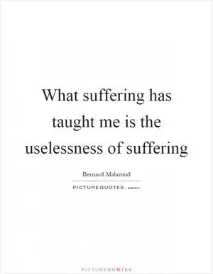 What suffering has taught me is the uselessness of suffering Picture Quote #1
