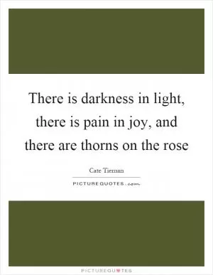 There is darkness in light, there is pain in joy, and there are thorns on the rose Picture Quote #1