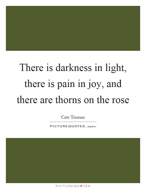 There is darkness in light, there is pain in joy, and there are thorns on the rose Picture Quote #1