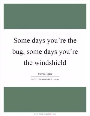 Some days you’re the bug, some days you’re the windshield Picture Quote #1