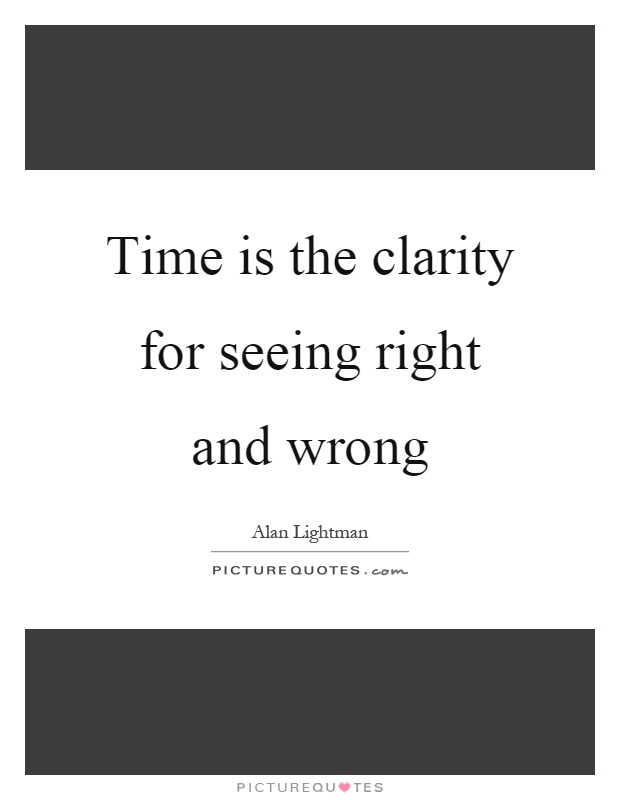 Time is the clarity for seeing right and wrong Picture Quote #1
