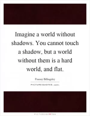 Imagine a world without shadows. You cannot touch a shadow, but a world without them is a hard world, and flat Picture Quote #1