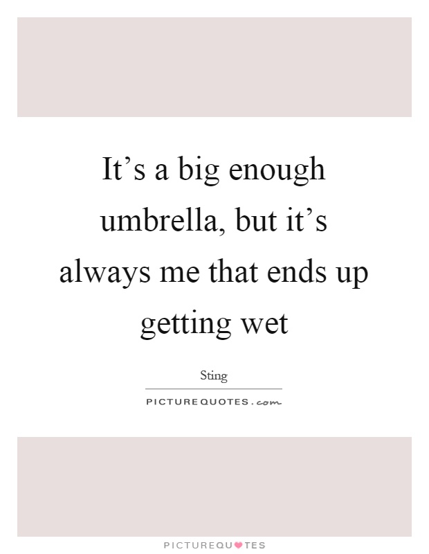 It's a big enough umbrella, but it's always me that ends up getting wet Picture Quote #1