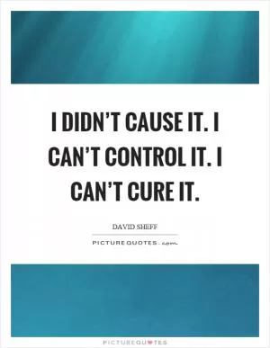 I didn’t cause it. I can’t control it. I can’t cure it Picture Quote #1