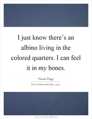 I just know there’s an albino living in the colored quarters. I can feel it in my bones Picture Quote #1