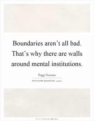 Boundaries aren’t all bad. That’s why there are walls around mental institutions Picture Quote #1
