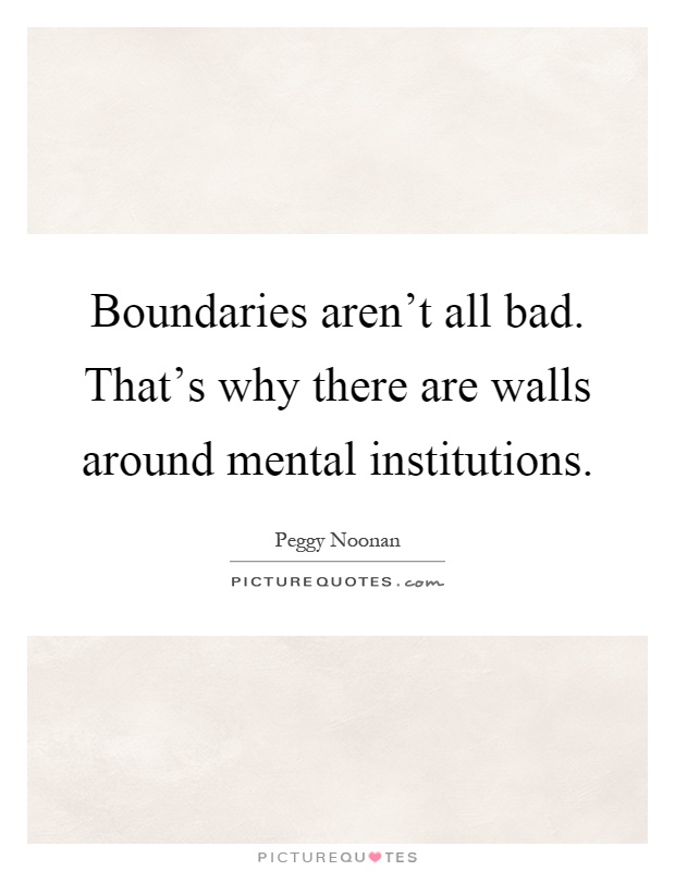 Boundaries aren't all bad. That's why there are walls around mental institutions Picture Quote #1