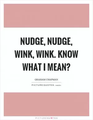 Nudge, nudge, wink, wink. Know what I mean? Picture Quote #1