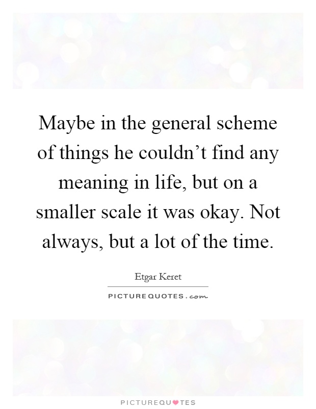 Maybe in the general scheme of things he couldn't find any meaning in life, but on a smaller scale it was okay. Not always, but a lot of the time Picture Quote #1