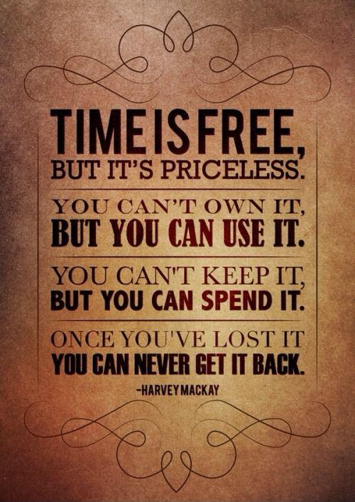 Time is free, but it's priceless. You can't own it, but you can use it. You can't keep it, but you can spend it. Once you've lost it you can never get it back Picture Quote #1