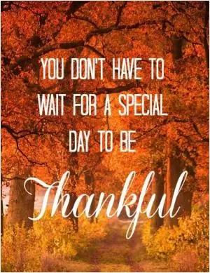You don't have to wait for a special day to be thankful Picture Quote #1
