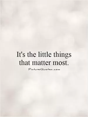 It's the little things that matter most Picture Quote #1