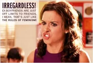 Irregardless! Ex-boyfriends are just off limits to friends. I mean, that's just like the rules of feminism! Picture Quote #1