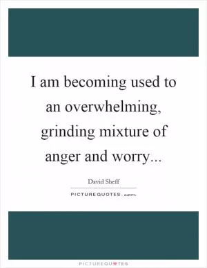 I am becoming used to an overwhelming, grinding mixture of anger and worry Picture Quote #1