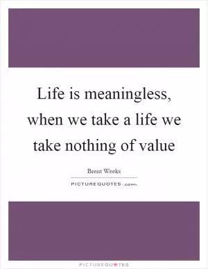 Life is meaningless, when we take a life we take nothing of value Picture Quote #1