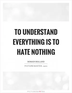 To understand everything is to hate nothing Picture Quote #1