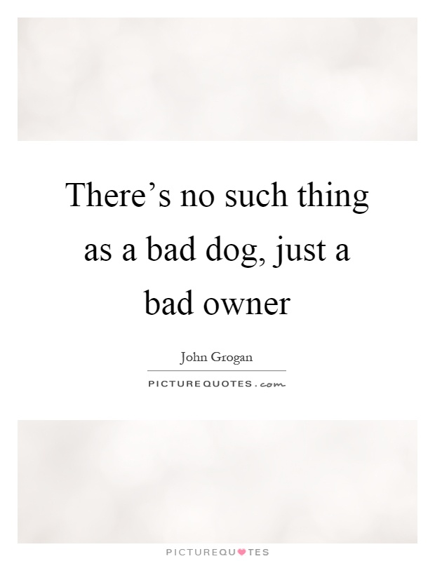 There's no such thing as a bad dog, just a bad owner Picture Quote #1
