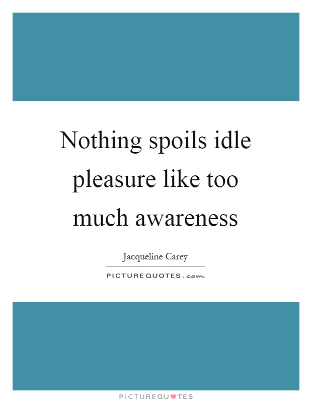 Nothing spoils idle pleasure like too much awareness Picture Quote #1