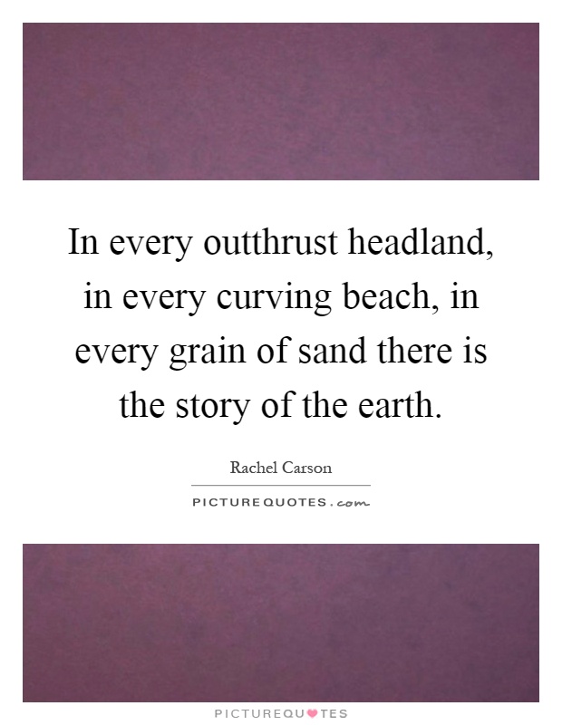In every outthrust headland, in every curving beach, in every grain of sand there is the story of the earth Picture Quote #1