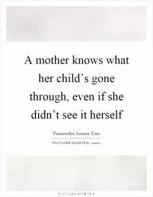 A mother knows what her child’s gone through, even if she didn’t see it herself Picture Quote #1