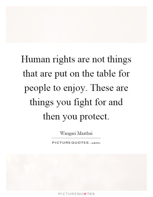 Human rights are not things that are put on the table for people to enjoy. These are things you fight for and then you protect Picture Quote #1