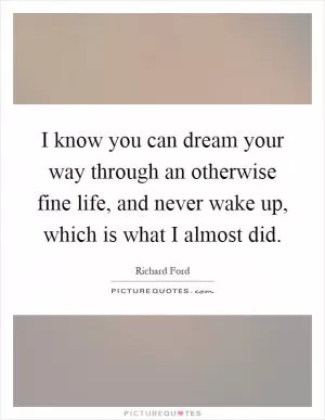 I know you can dream your way through an otherwise fine life, and never wake up, which is what I almost did Picture Quote #1
