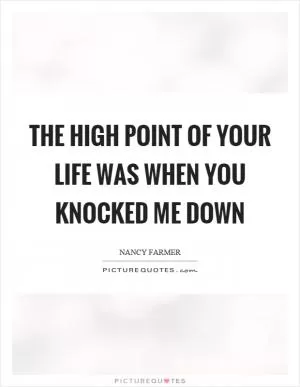 The high point of your life was when you knocked me down Picture Quote #1
