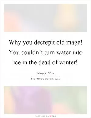 Why you decrepit old mage! You couldn’t turn water into ice in the dead of winter! Picture Quote #1