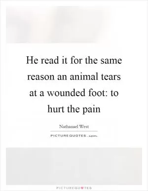 He read it for the same reason an animal tears at a wounded foot: to hurt the pain Picture Quote #1