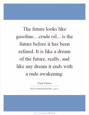 The future looks like gasoline... crude oil... is the future before it has been refined. It is like a dream of the future, really, and like any dream it ends with a rude awakening Picture Quote #1
