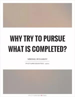 Why try to pursue what is completed? Picture Quote #1