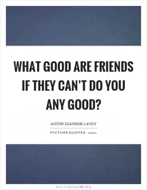 What good are friends if they can’t do you any good? Picture Quote #1