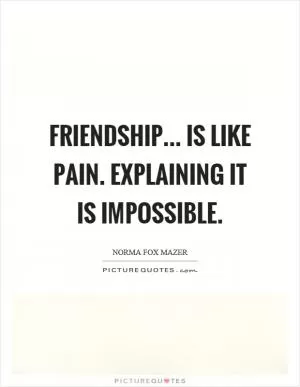 Friendship... is like pain. Explaining it is impossible Picture Quote #1