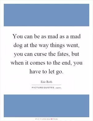 You can be as mad as a mad dog at the way things went, you can curse the fates, but when it comes to the end, you have to let go Picture Quote #1