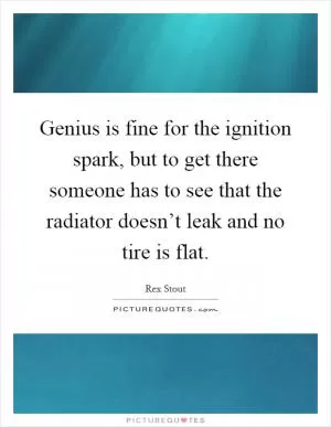 Genius is fine for the ignition spark, but to get there someone has to see that the radiator doesn’t leak and no tire is flat Picture Quote #1