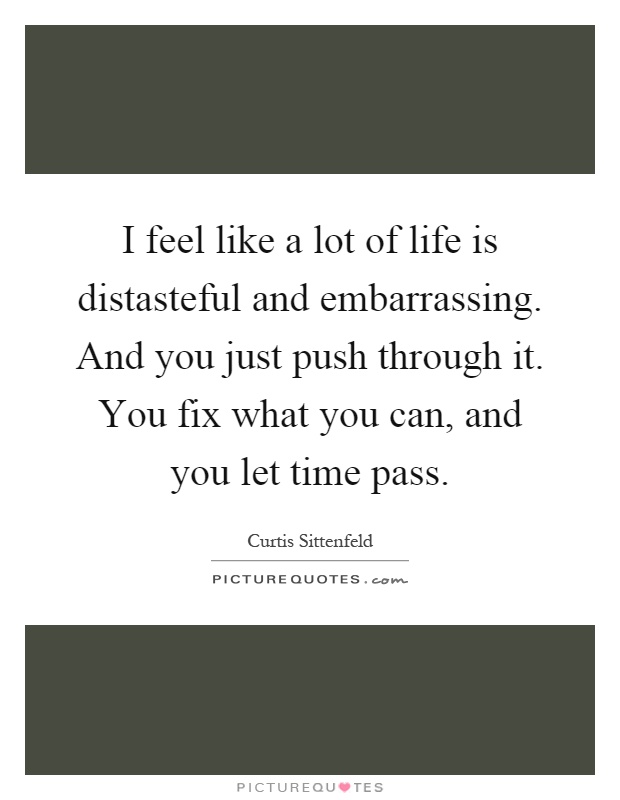 I feel like a lot of life is distasteful and embarrassing. And you just push through it. You fix what you can, and you let time pass Picture Quote #1