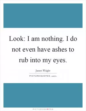 Look: I am nothing. I do not even have ashes to rub into my eyes Picture Quote #1