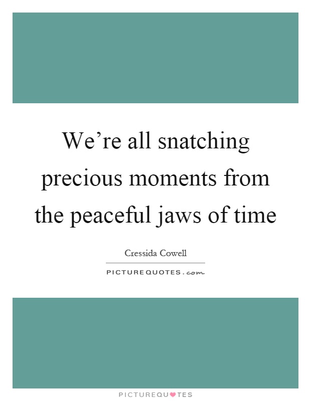 We're all snatching precious moments from the peaceful jaws of time Picture Quote #1