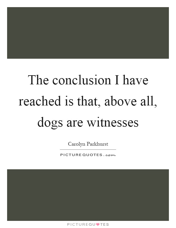 The conclusion I have reached is that, above all, dogs are witnesses Picture Quote #1